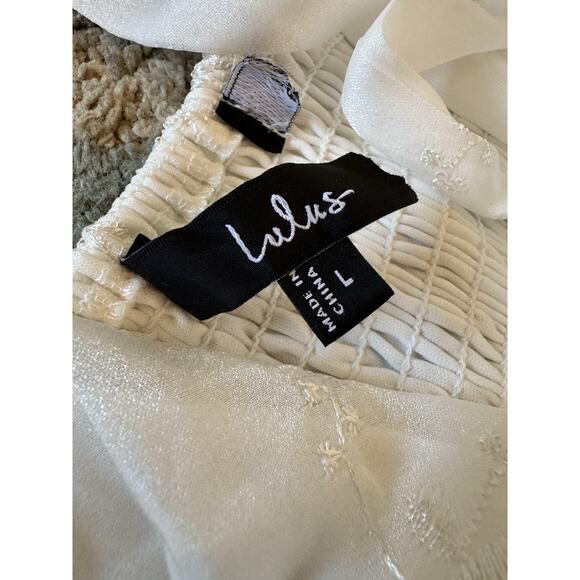 NWT Lulus Aero White Embroidered Tie Strap A Line Midi Dress Size Large - Picture 10 of 12